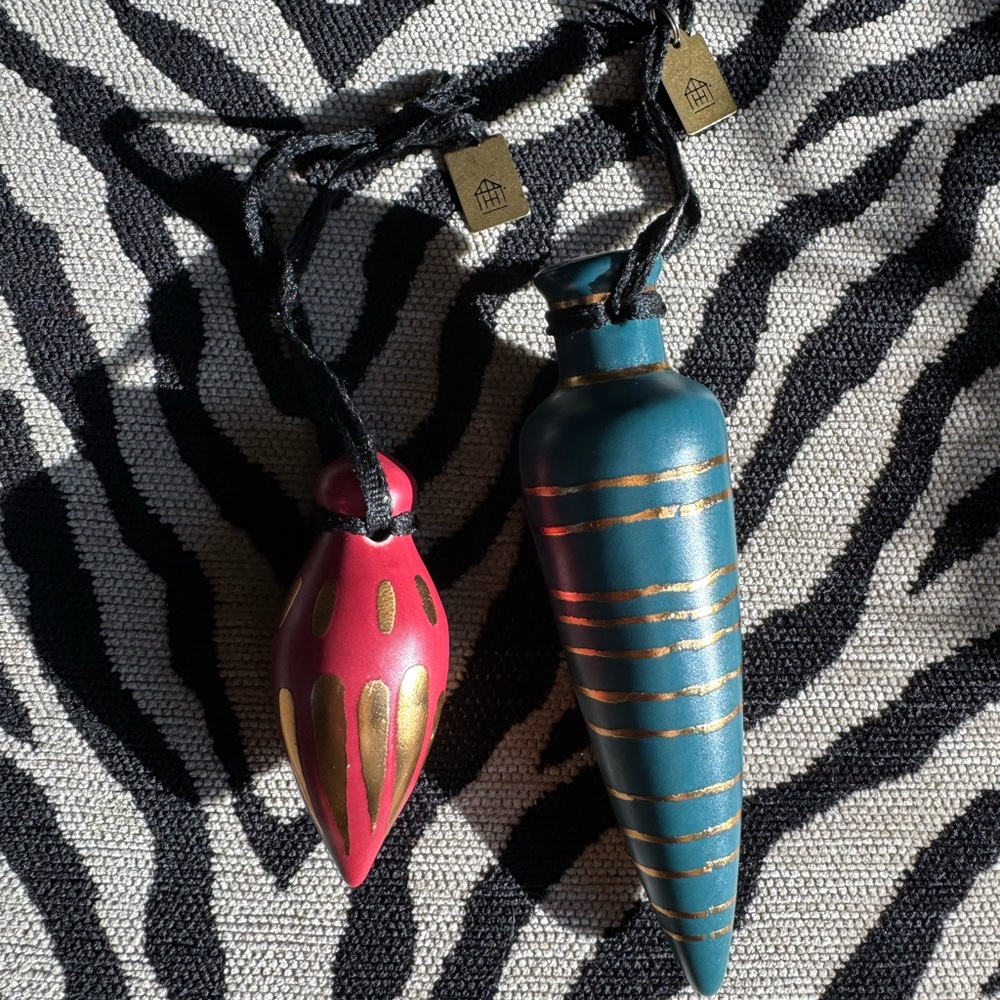 Decorative Hanging Ornaments - Red and Teal
